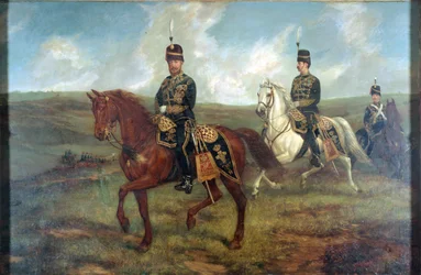 The Prince of Wales with Lieutenant Colonel Valentine Baker reviewing the 10th Hussars, Aldershot, 8th September 1871
